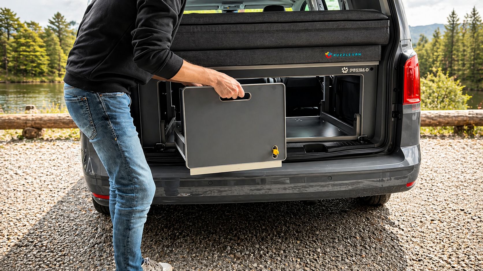 Módulo Cama Básico con (Cajón cocina + Bandeja parcial extraible) VOLKSWAGEN CADDY  "M" desde 2022 - Imagen 22